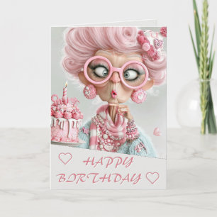 Cartão Divertido Envelhecimento Rosa Sassy