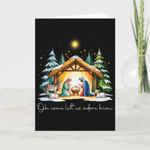 Cartão Divertido Natal Cristão Jesus Oh Venha Vamos Adora