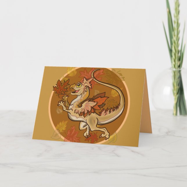 Cartão Divertido no Dragão das Folhas (Frente)