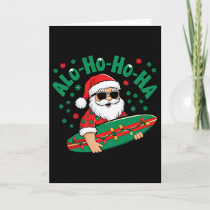 Cartão Divertido Papai Noel havaiano Alo-ho-ho-ha surfand