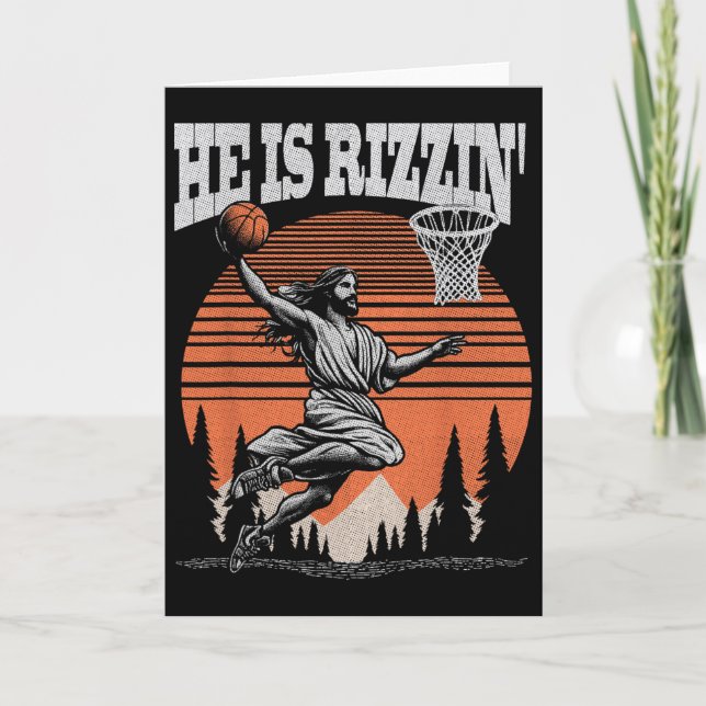 Cartão Divertido Retro Ele Está Rizzin Pascua Cristã Joga (Frente)
