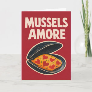 Cartão Divertido Retro Mexilhão Amore Amor Romance Litora