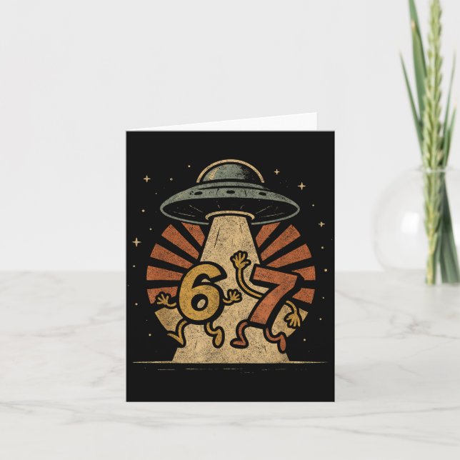 Cartão Divertido Seis Sete 67 Meme Internet Meme Ufo Gera (Frente)