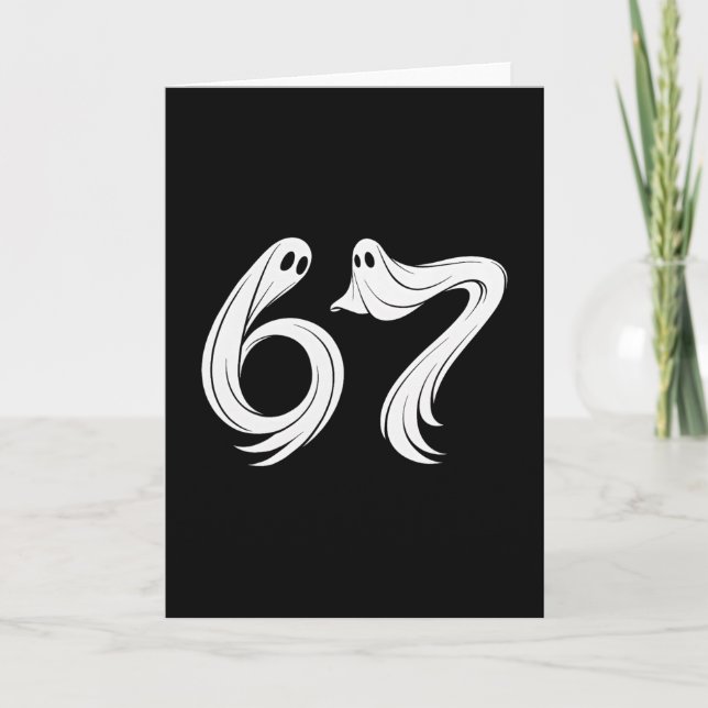 Cartão Divertido Seis Sete 6 7 Meme 67 Design Fantasma Ha (Frente)