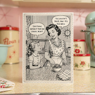 Cartão Divertido Sorvete Retro Vintage dos Anos 50 Dia da