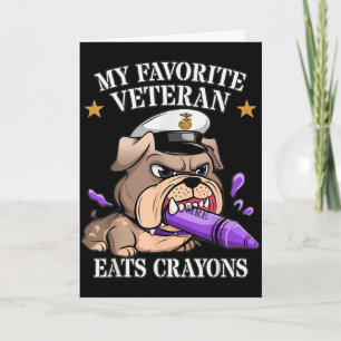 Cartão Divertido veterano favorito come crayons família j