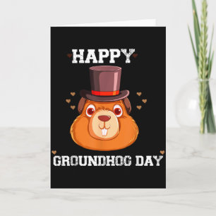 Cartão Divertido Vintage Feliz Dia do Groundhog 2024 Cele