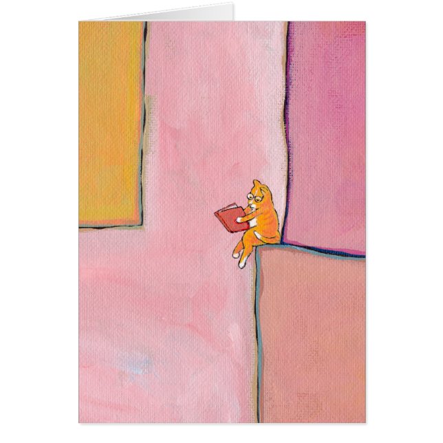 Cartão Divertimento da leitura da arte do gato - o doce (Frente)