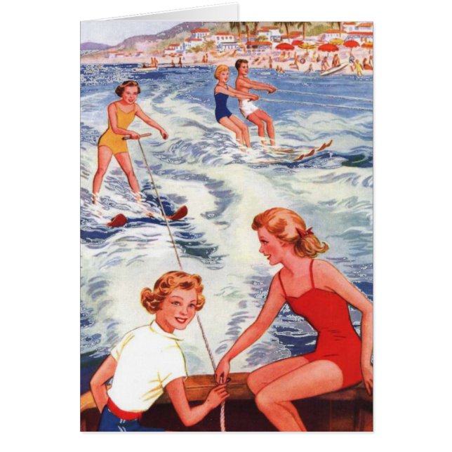 Cartão Divertimento do esqui aquático do verão (Frente)