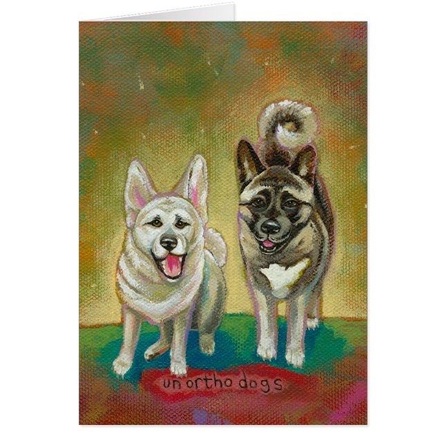 Cartão Divertimento feliz dos cães da arte do cão de (Frente)