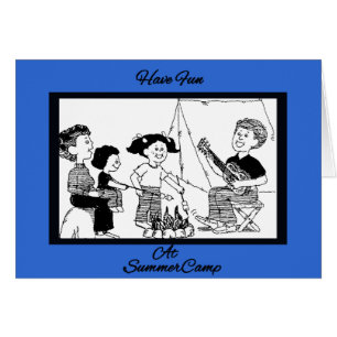 Cartão Divertimento no desenho do acampamento de Verão