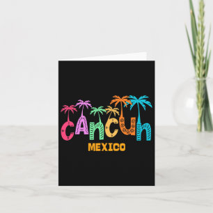 Cartão Divião Cancun México Palmeira Tipografia Colorida 