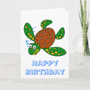 Cartão Diving Sea Turtle Birthday