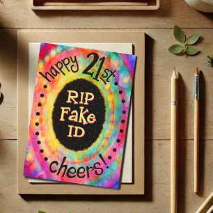 Cartão Divirta-se aniversário de 21 anos RIP Falso ID Eng