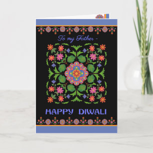 Cartão Diwali Card for Padre, Rangoli Pattern on Black