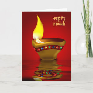 Cartão Diwali Diya - Oil lamp illustration