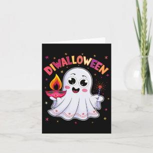 Cartão Diwalloween Diwali Halloween Diversão Boo Ghost La
