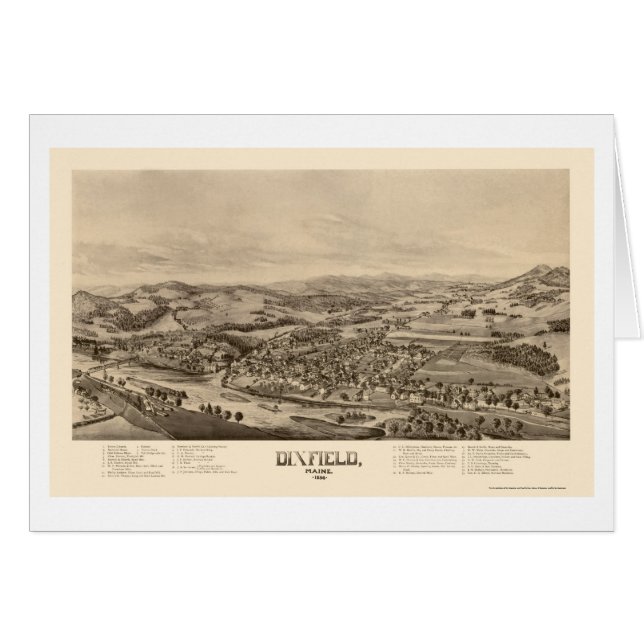 Cartão Dixfield, MIM mapa panorâmico - 1896 (Frente Horizontal)