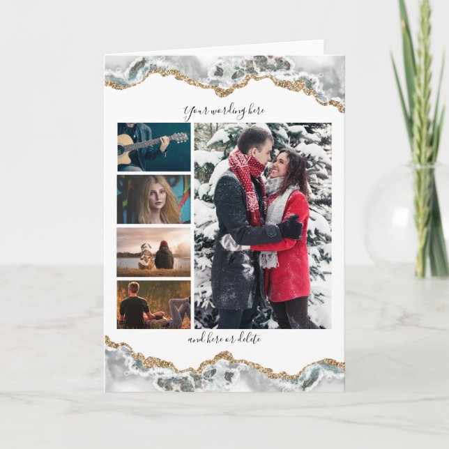 Cartão DIY 5 foto aniversário de casamento geode vert. (Frente)