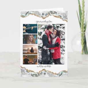 Cartão DIY 5 foto aniversário de casamento geode vert.