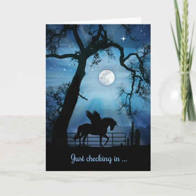 Cartão Dizendo Olá Pegasus Unicorn Fantasy Card (Frente)