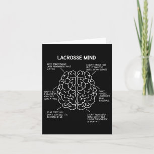 Cartão Dizendo Pensar Jogador de Lacrosse Cérebro Natal D