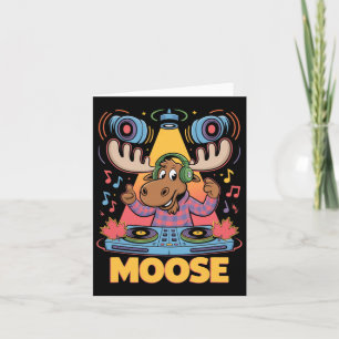 Cartão Dj Animal Moose Misturando Batidas Música Diversão