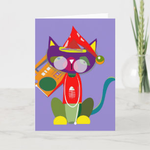 Cartão DJ Gato de Natal · vibra bonito ·