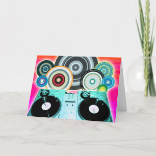 Cartão DJ Turntable com Vinil - Pop Art