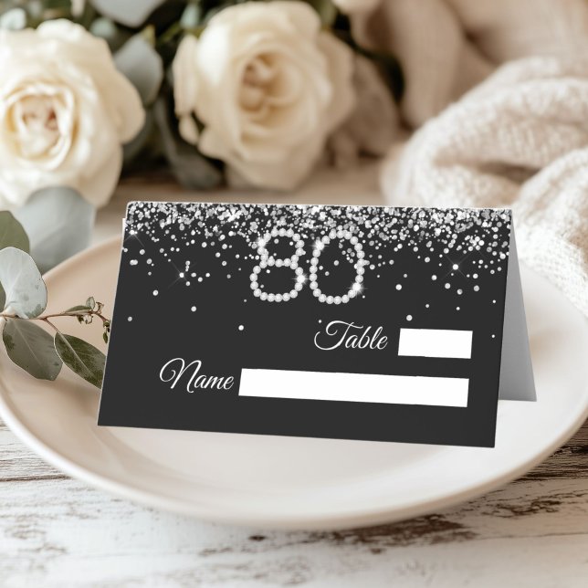 Cartão do 80º Aniversário da Diamonds (Diamonds 80th Birthday Place Cards)