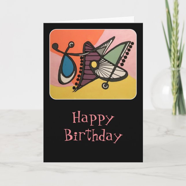Cartão Do "abstrato moderno meio século, borboleta" que (Frente)