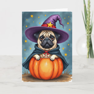 Cartão do Adorável Pug Feiticeiro