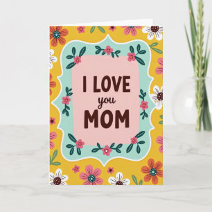 Cartão do Amor das Mães Floral Turquesa