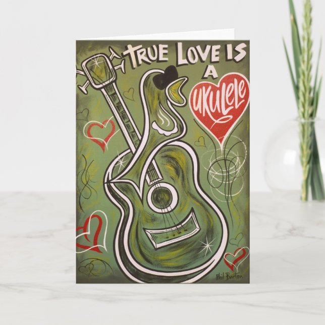 Cartão do amor do Ukulele (Frente)