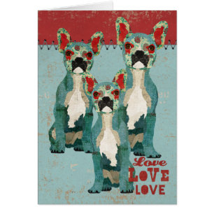 Cartão do amor dos buldogues franceses