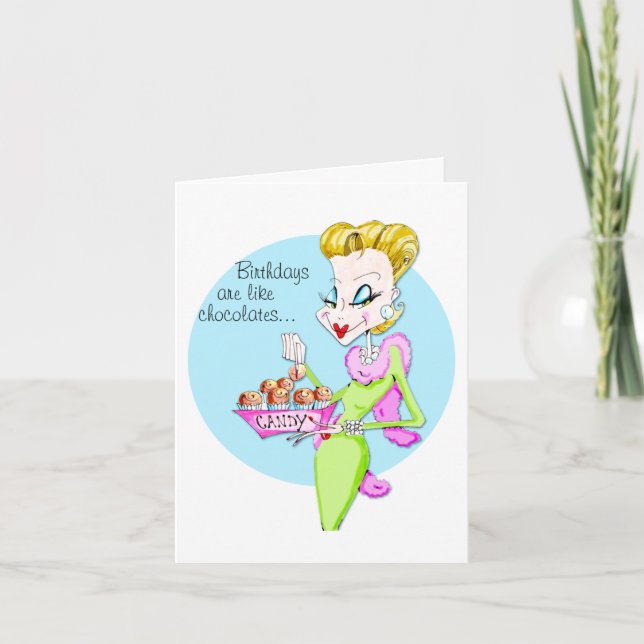 Cartão do aniversário/chocolate & de aniversários (Frente)