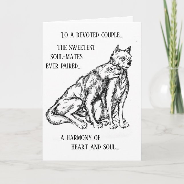 Cartão do aniversário com casal devotado (lobos) (Frente)