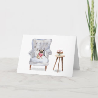 Cartão do aniversário do cão do Pug bonito