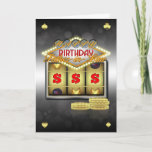 Cartão do aniversário do sogro com entalhes<br><div class="desc">O excelente para aqueles que amam um tempo da vibração ele está nos slots machines (máquinas de fruta/um bandido do braço) ou apenas nesse olhar à moda do casino</div>