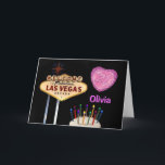 Cartão do BALÃO do CORAÇÃO do ROSA do aniversário<br><div class="desc">O cartão do BALÃO do CORAÇÃO do ROSA do aniversário de 21 anos de Las Vegas,  nome da mudança e adiciona seu próprio texto dentro do bolo de aniversário do cartão… com velas…</div>