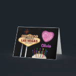 Cartão do BALÃO do CORAÇÃO do ROSA do aniversário<br><div class="desc">O cartão do BALÃO do CORAÇÃO do ROSA do aniversário de 21 anos de Las Vegas,  nome da mudança e adiciona seu próprio texto dentro do bolo de aniversário do cartão… com velas…</div>