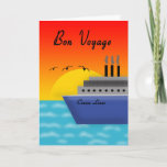 Cartão do bon voyage (cruzeiro)<br><div class="desc">Um cartão contemporâneo colorido para desejar a família ou os amigos bon voyage. O cartão caracteriza um navio de cruzeiros,  gaivotas e por do sol. Cartões dos sentimentos de Card©2015 Kreative pela xerez Harris</div>