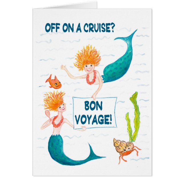 Cartão do "bon voyage" das sereias para um (Frente)