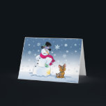 Cartão do boneco de neve e de Natal de Yorkie<br><div class="desc">O cartão de Natal engraçado do cão de Yorkie com cães de Snowman~oops será cães!</div>