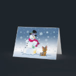 Cartão do boneco de neve e de Natal de Yorkie<br><div class="desc">O cartão de Natal engraçado do cão de Yorkie com cães de Snowman~oops será cães!</div>