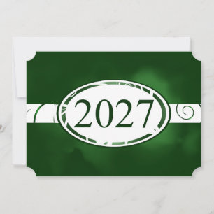 Cartão do Botão Floral Verde e Branco 2027