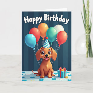 Cartão do Cachorro Listrado da Festa