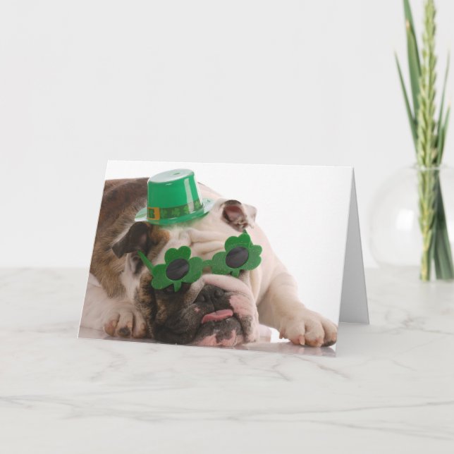 Cartão do cão do dia de St Patrick (Frente)