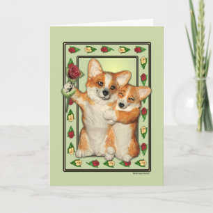 Cartão do casal do Corgi