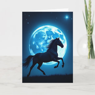 Cartão do Cavalo da Lua Azul do Ano Novo